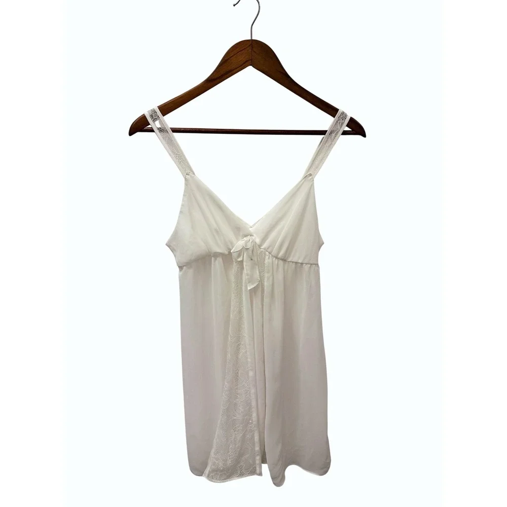 Vintage Oscar de la Renta‎ Pink Label Chiffon Nightgown White S